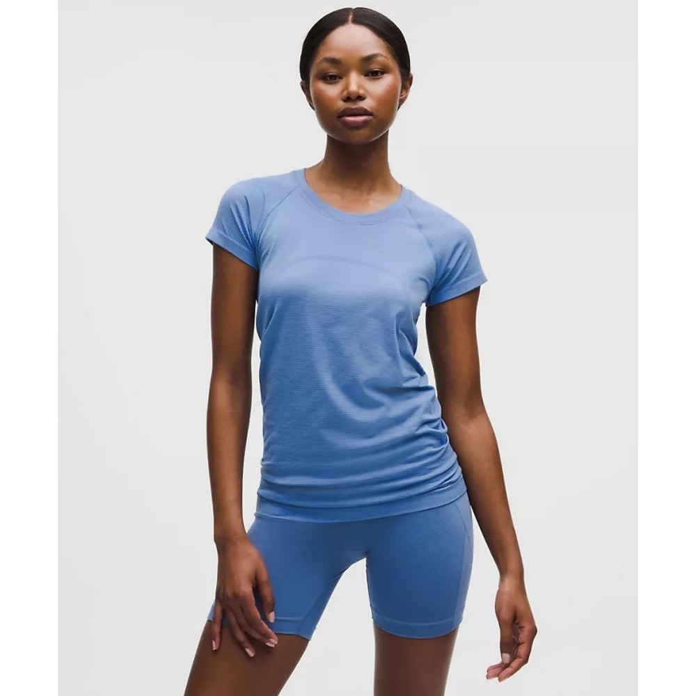 Lululemon-Swiftly Tech Short-Sleeve Shirt 2.0 Hip Length-Prep/Blue